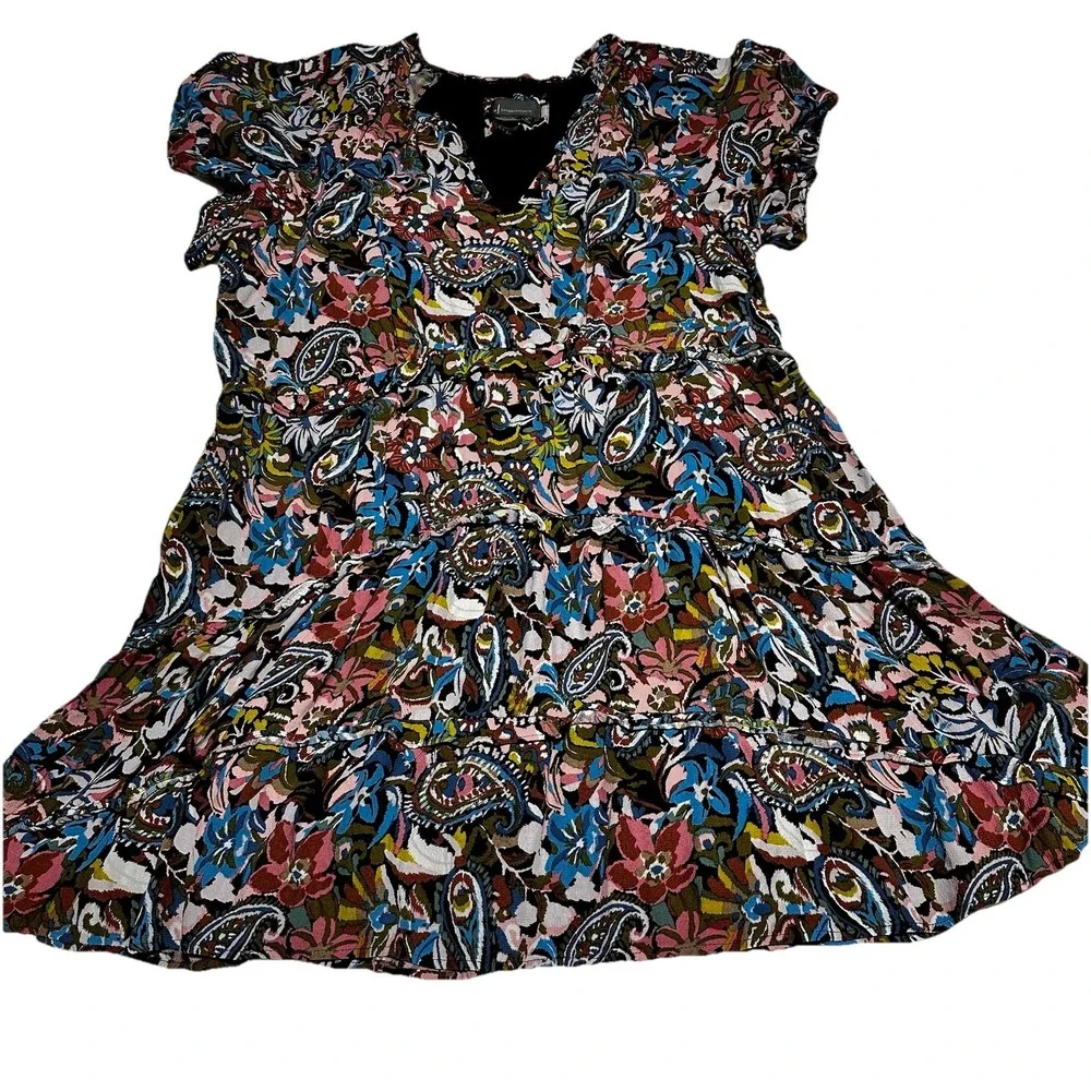 Anthropologie Floral Paisley Mini Dress in Black, Blue, Pink, Olive - Picture 1 of 11